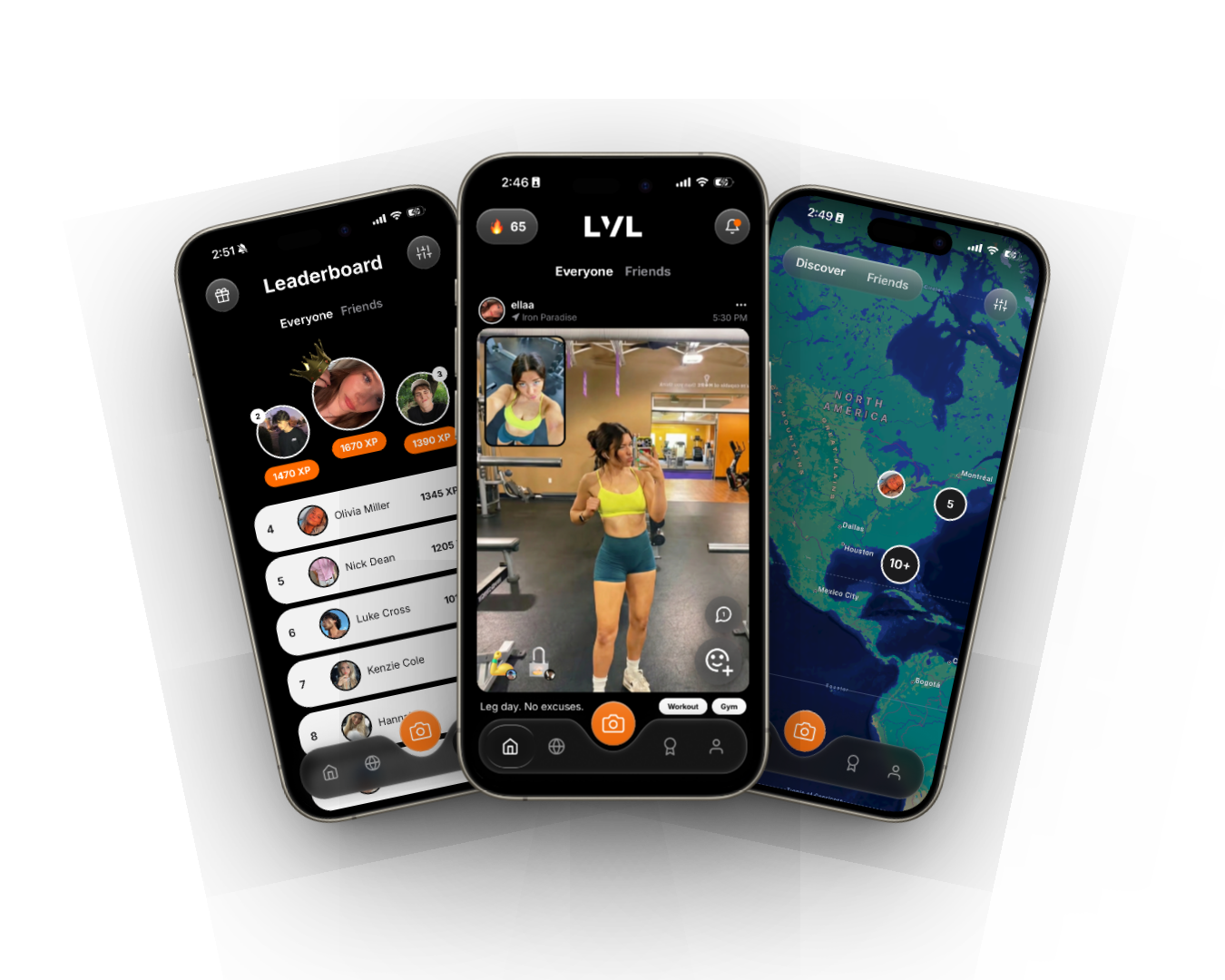 LVL app screens side by side